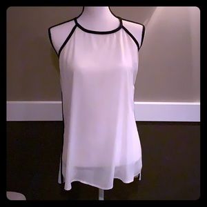 White/ Black Tank elegant flowing fabric, tie back